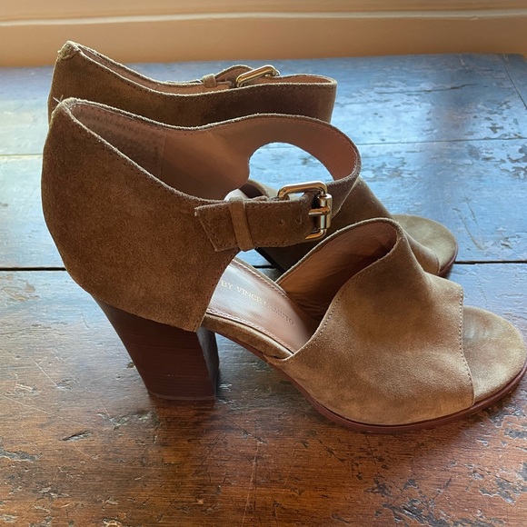 Vince Camuto Signature Suede Block Heels with Strap - Picture 3 of 9